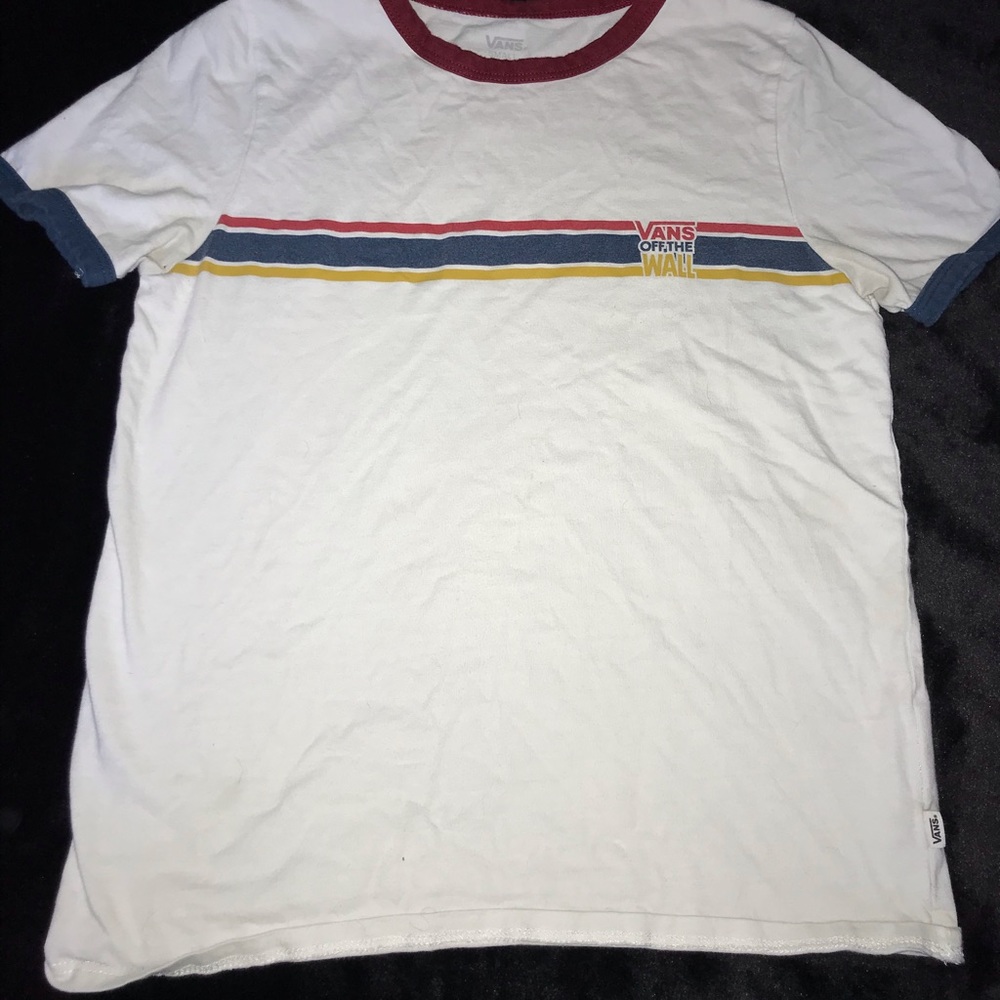 Size S vans red and navy ringer t shirt
